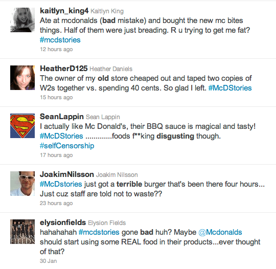 McDstories Hashtag Fails