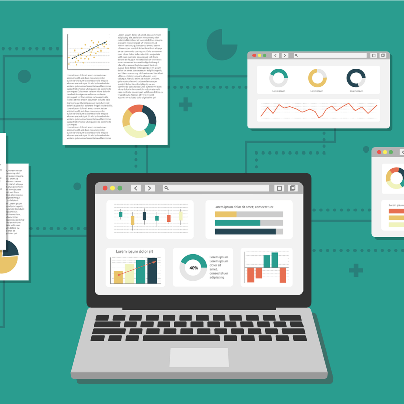 An illustration of a laptop showing ways to use social proof in your marketing strategy.