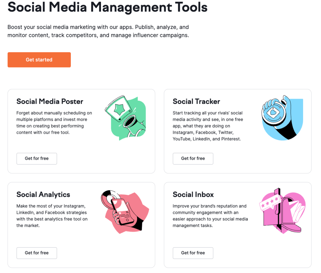 Semrush social media management tool screenshot