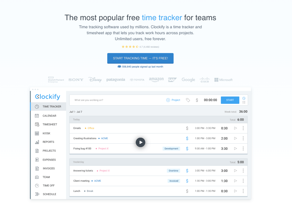 Clockify app