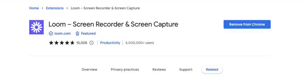 loom video capture recording extension for chrome