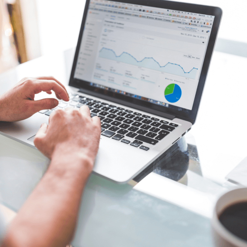 Someone using Google Analytics as an SEO tool for their business.