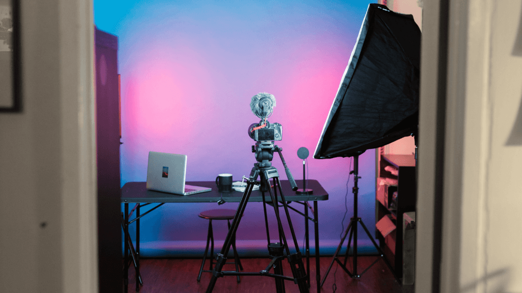 A camera ready to film a TikTok video for a business